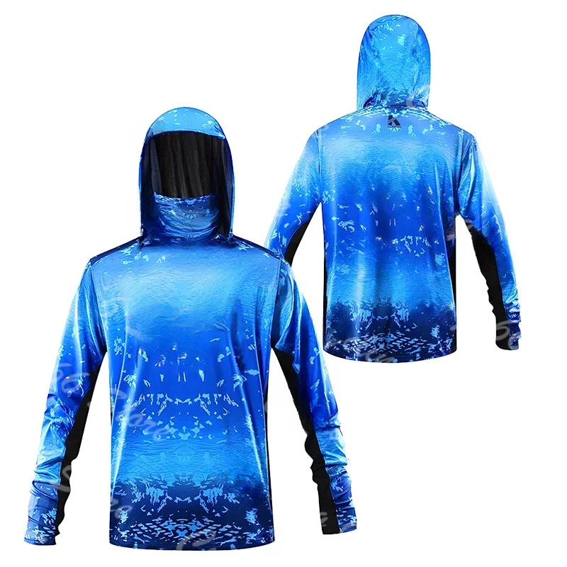 Fishing Shirt Uv Protection - Heren 3D-print vissershirt met capuchon, polyester,