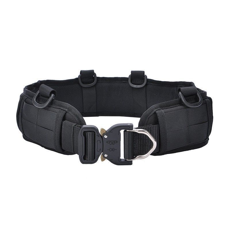 Fishing Belt - Zwarte, gevoerde tactische visriem met verstelbare,